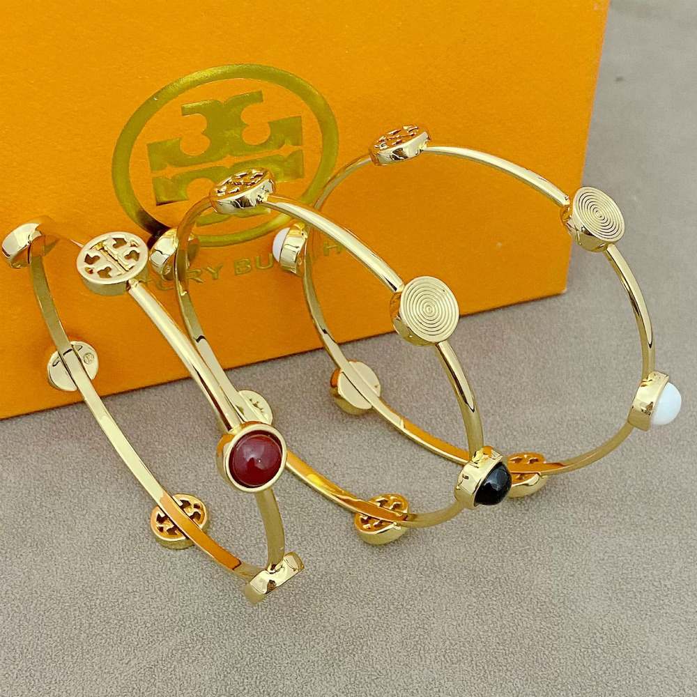 Tory Burch Geometric Circle Inlay Bracelet Metal